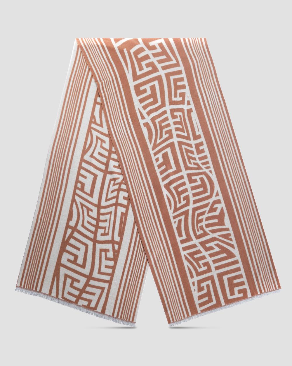 Gianfranco Ferre Fringed Monogram Scarf Light Brown