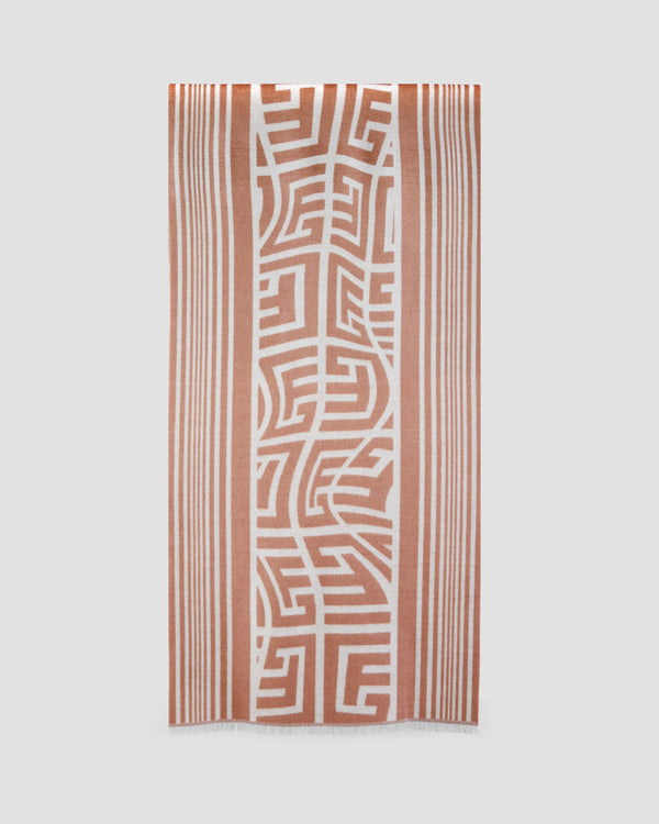 gianfranco ferre Fringed Monogram Scarf Light Brown