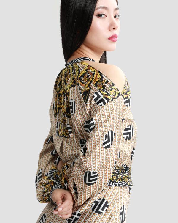 Gianfranco Ferre Geometric Baroque Maxi Dress Multicolor