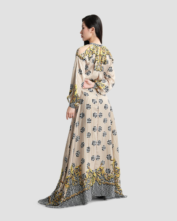 Gianfranco Ferre Geometric Baroque Maxi Dress Multicolor