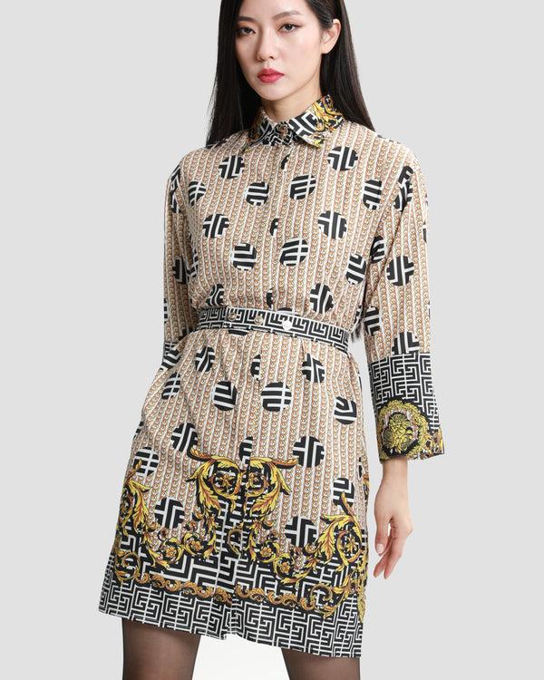 Gianfranco Ferre Geometric Baroque Mini Dress Multicolor