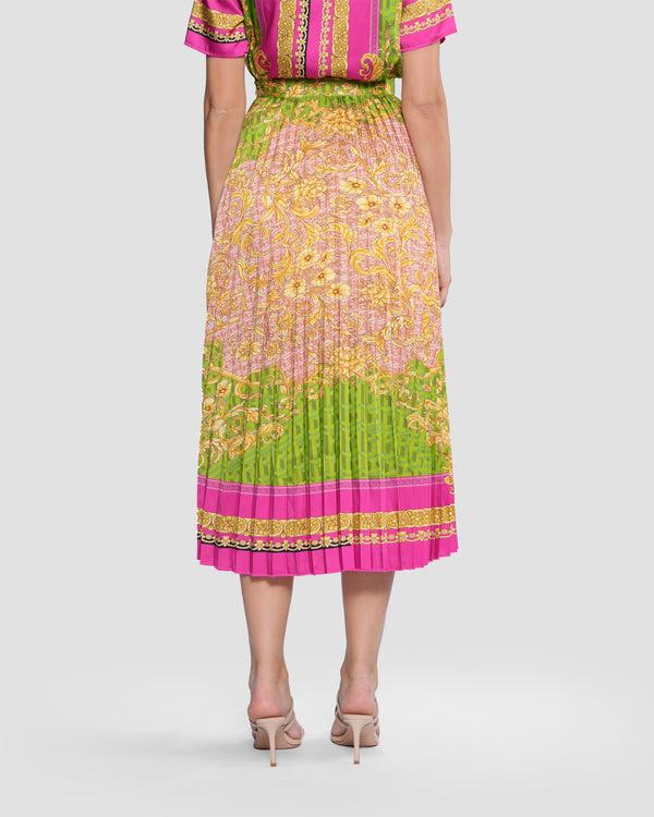 Gianfranco Ferre Geometric Baroque Print Pleated Skirt Multicolor