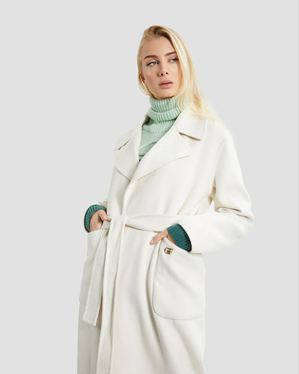 Gianfranco Ferre GF Embellished Long Coat Off White