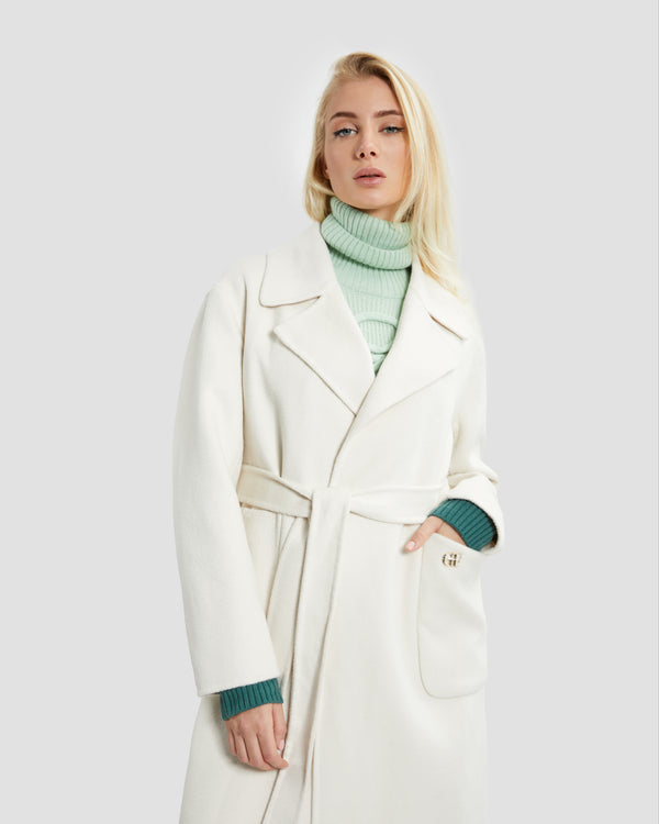 Gianfranco Ferre GF Embellished Long Coat Off White