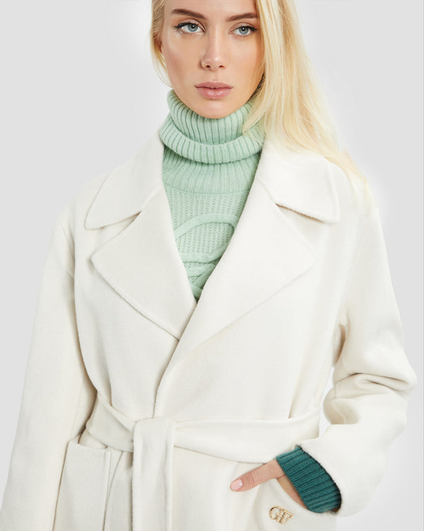 Gianfranco Ferre GF Embellished Long Coat Off White