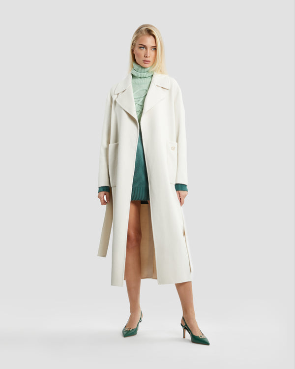 gianfranco ferre GF Embellished Long Coat Off White