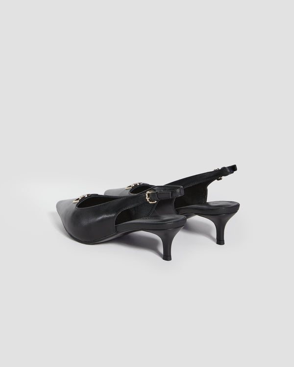 Gianfranco Ferre GF Logo Slingback Kitten Heels Black