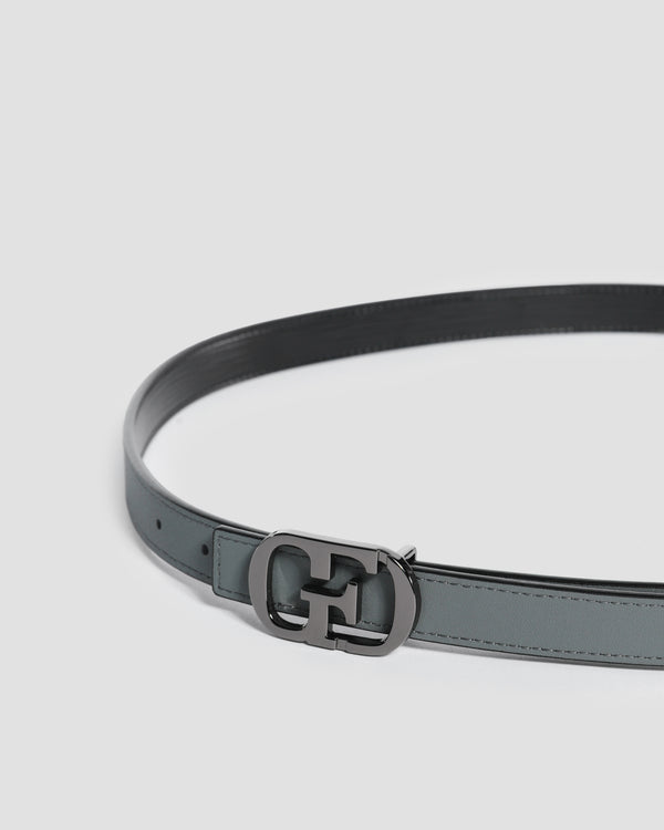 Gianfranco Ferre GF Metal Buckle Reversible Belt Grey
