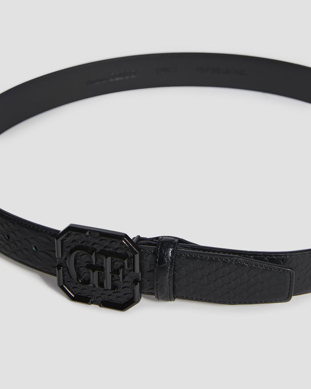 Gianfranco Ferre GF Monogram Square Buckle Belt Black