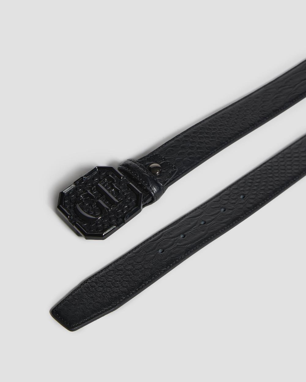 Gianfranco Ferre GF Monogram Square Buckle Belt Black