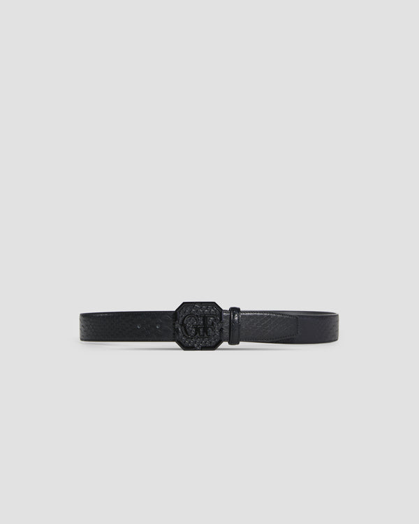 gianfranco ferre GF Monogram Square Buckle Belt Black