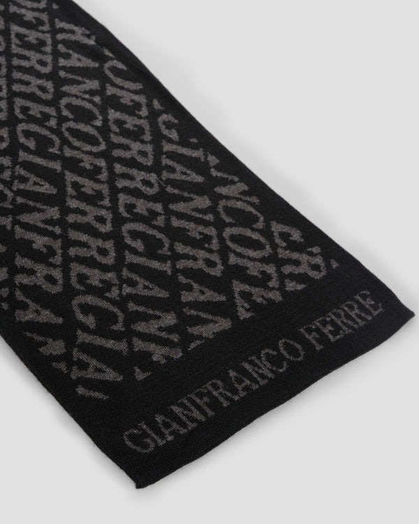 Gianfranco Ferre All-Over Brand Scarf Black