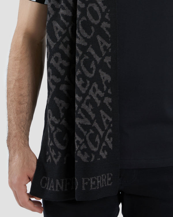 Gianfranco Ferre All-Over Brand Scarf Black