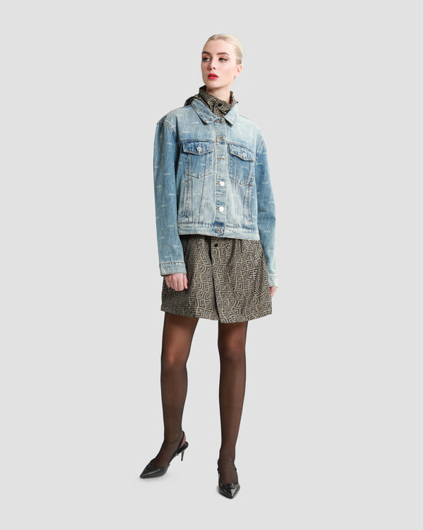 Gianfranco Ferre All-Over Logo Denim Jacket Blue