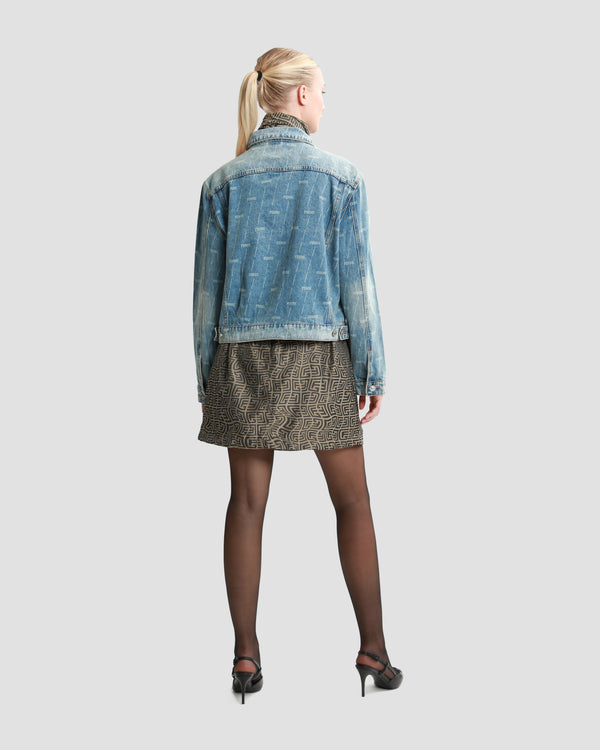 Gianfranco Ferre All-Over Logo Denim Jacket Blue