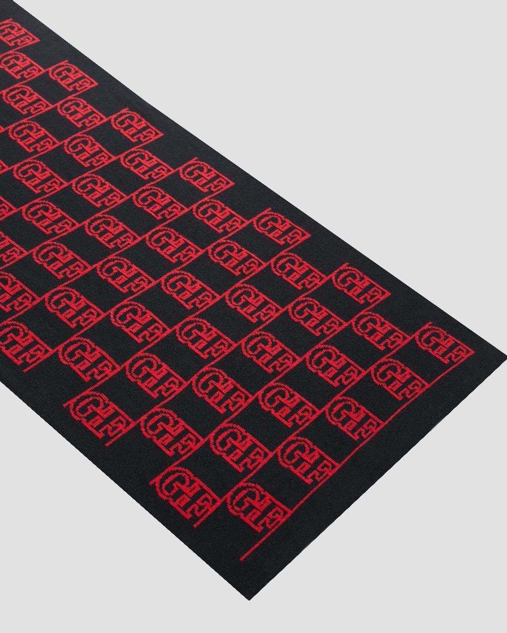 Gianfranco Ferre All-Over Logo Scarf Black And Red