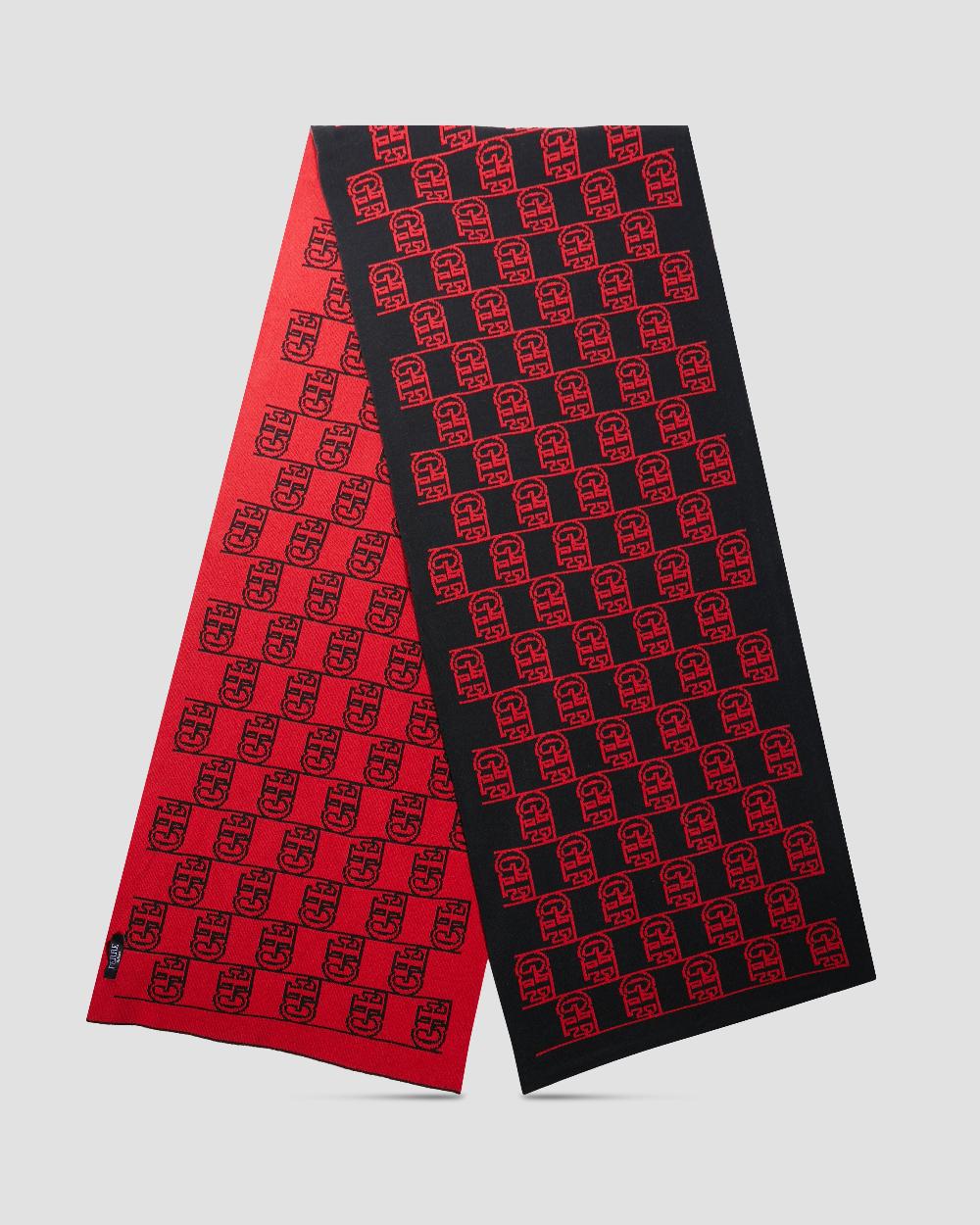 Gianfranco Ferre All-Over Logo Scarf Black And Red