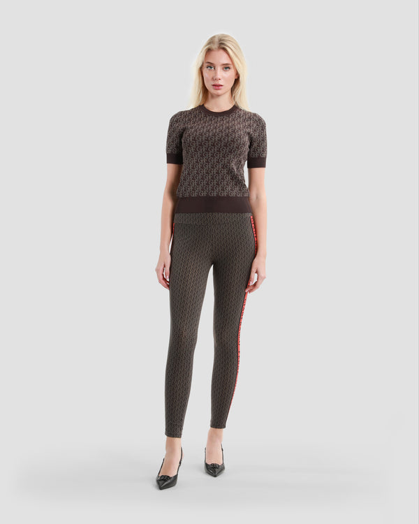 Gianfranco Ferre All-Over Monogram Leggings Brown