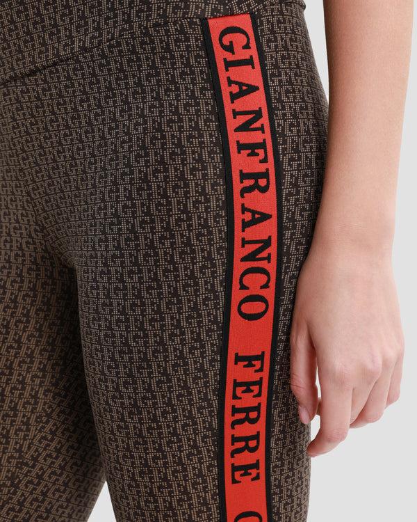 Gianfranco Ferre All-Over Monogram Leggings Brown