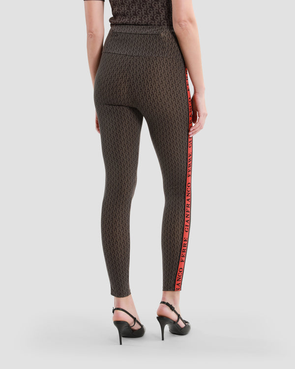 Gianfranco Ferre All-Over Monogram Leggings Brown