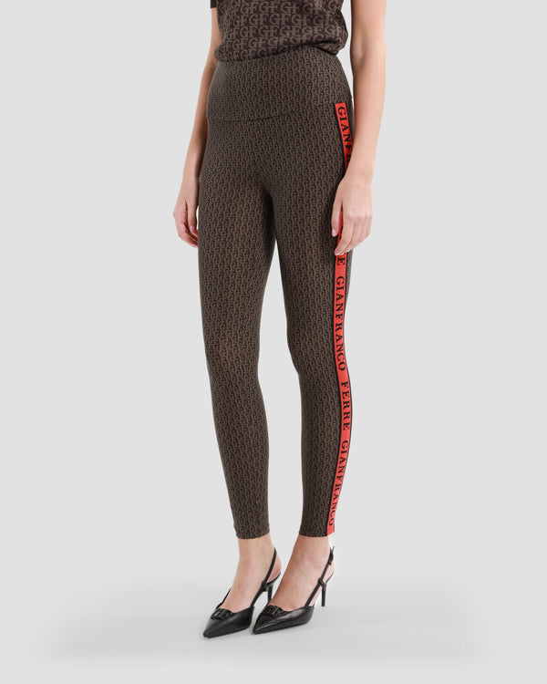 gianfranco ferre All-Over Monogram Leggings Brown