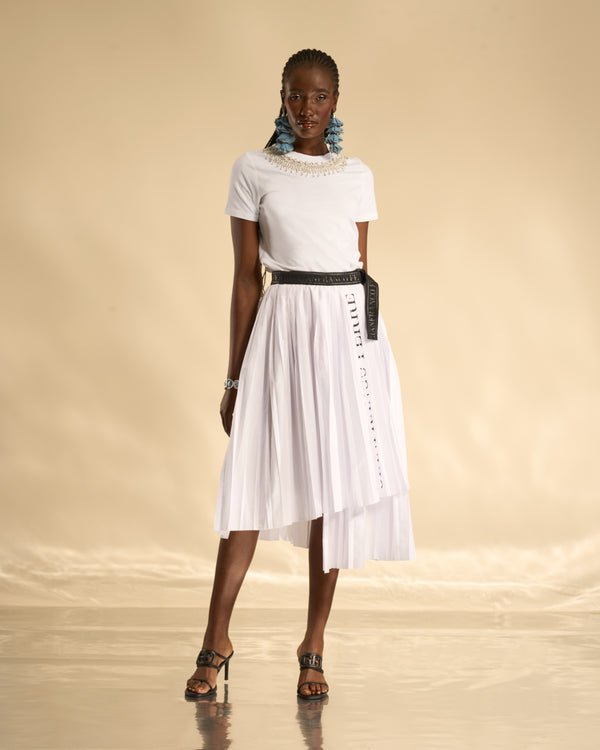 Gianfranco Ferre Asymmetrical Pleated Skirt White