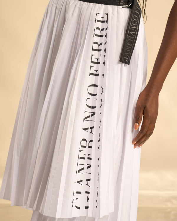 Gianfranco Ferre Asymmetrical Pleated Skirt White