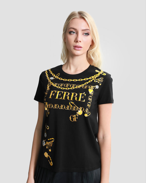 gianfranco ferre Baroque Safety Pin T-Shirt Black