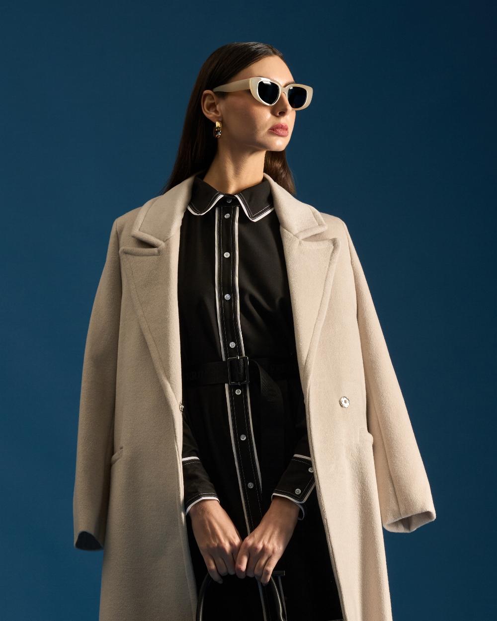 Gianfranco Ferre Belted GF Monogram Coat Beige