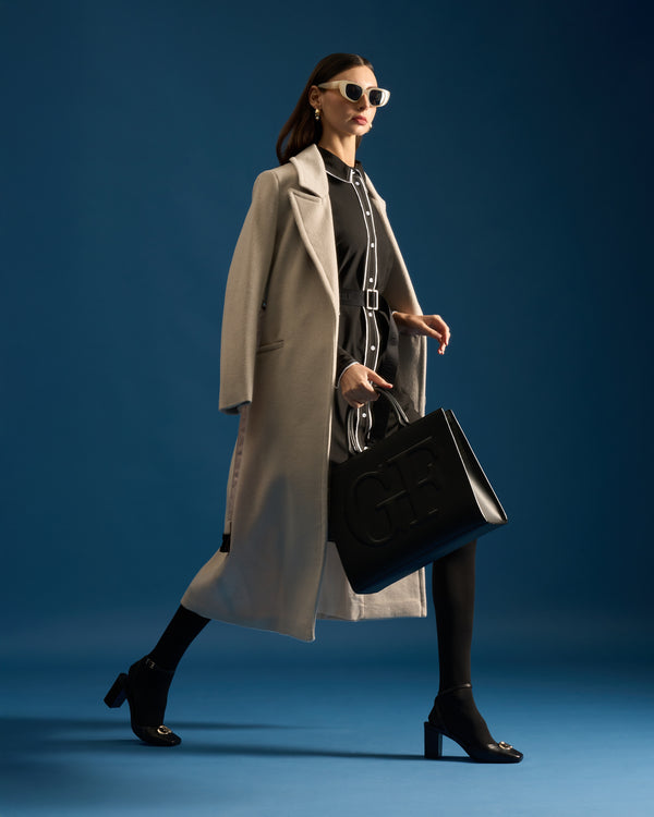 gianfranco ferre Belted GF Monogram Coat Beige