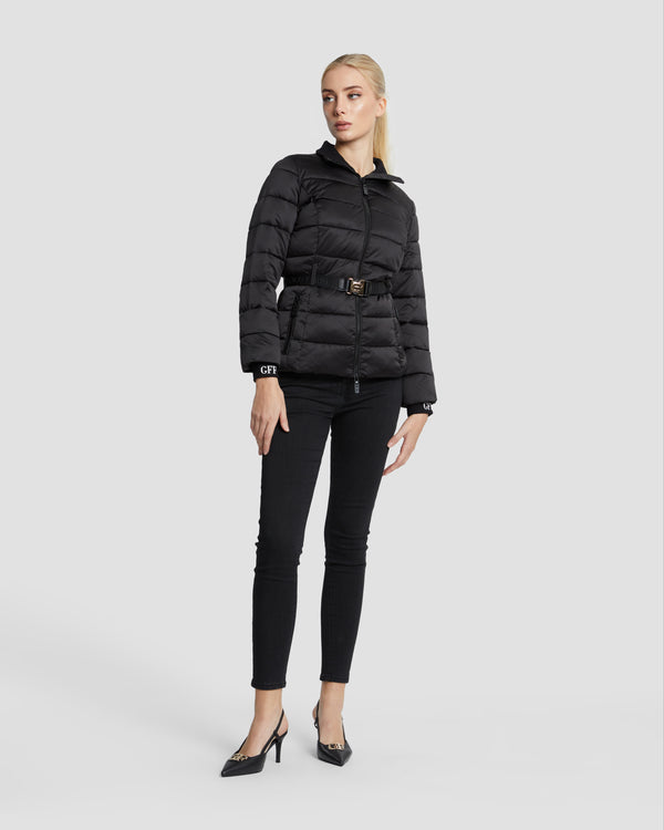 Gianfranco Ferre Belted Waist Puffer Jacket Black