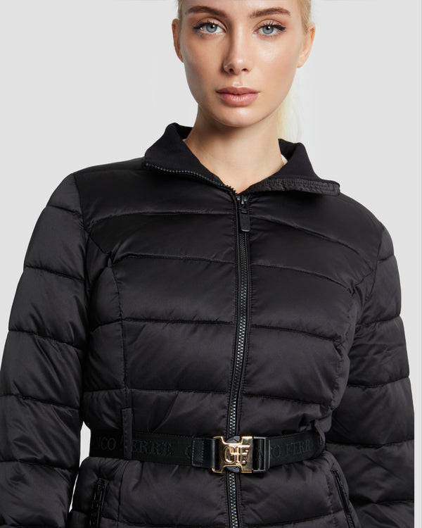Gianfranco Ferre Belted Waist Puffer Jacket Black