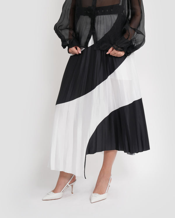 gianfranco ferre Bi-Color Pleated Skirt White