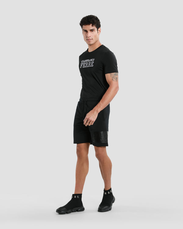 Gianfranco Ferre Brand Embossed Track Shorts Black