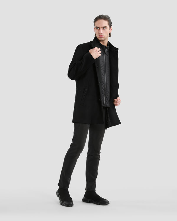 Gianfranco Ferre Brand Embroidered Coat Black