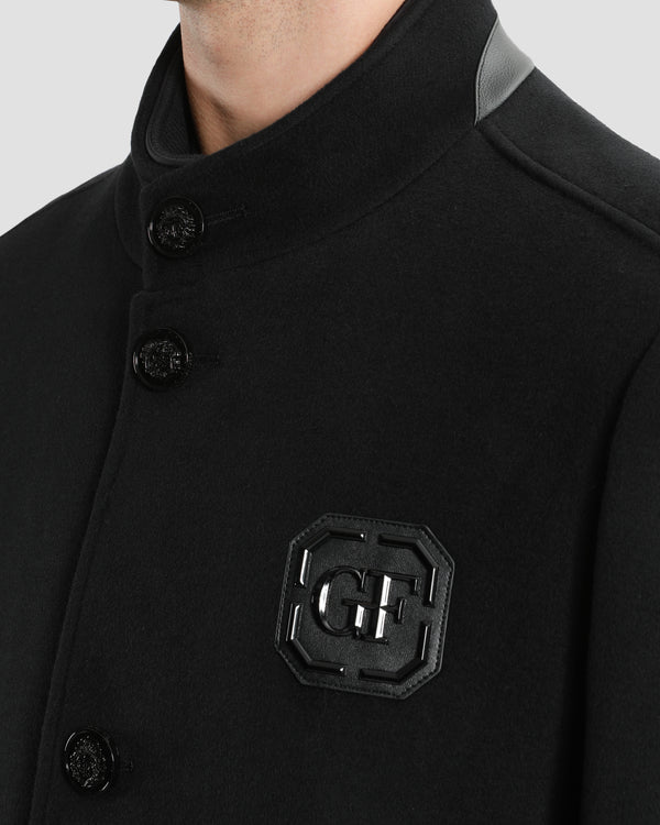 Gianfranco Ferre Brand Embroidered Coat Black