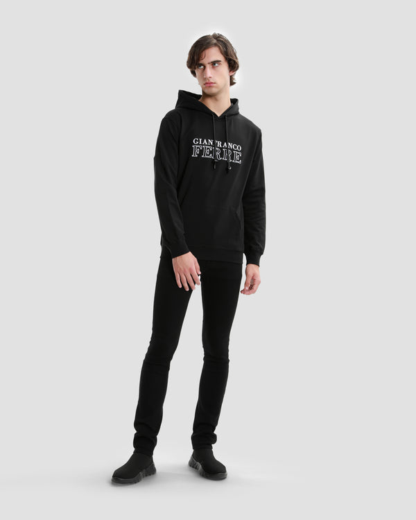 Gianfranco Ferre Brand Embroidered Hoodie Black