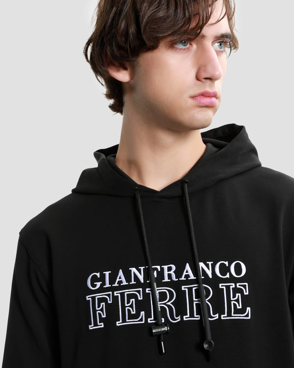 Gianfranco Ferre Brand Embroidered Hoodie Black