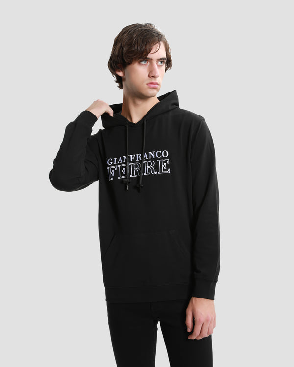 Gianfranco Ferre Brand Embroidered Hoodie Black