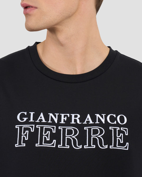 Gianfranco Ferre Brand Embroidered T-Shirt Black