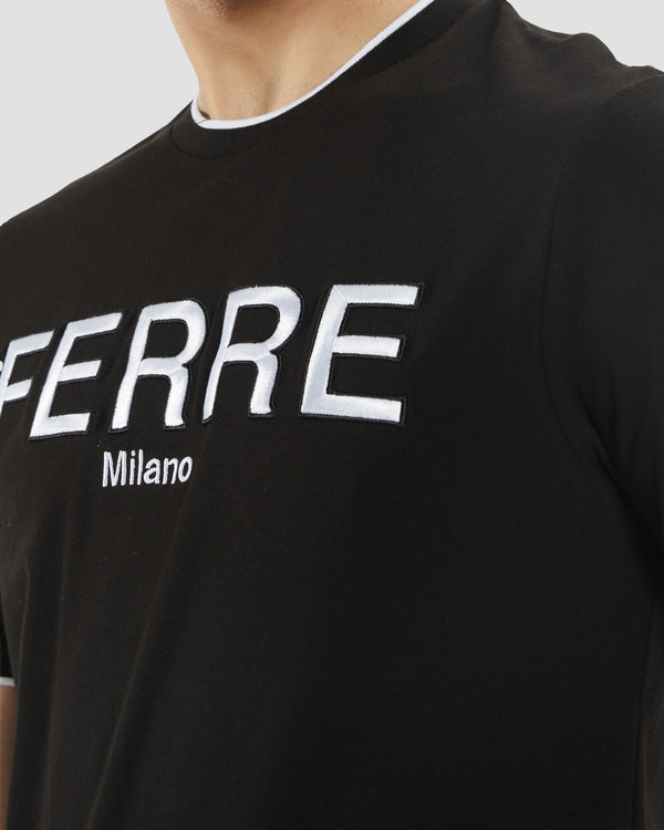 Gianfranco Ferre Brand Embroidered T-Shirt Black