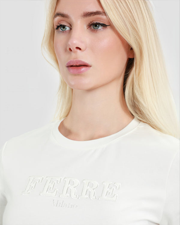 Gianfranco Ferre Brand Embroidered T-Shirt White