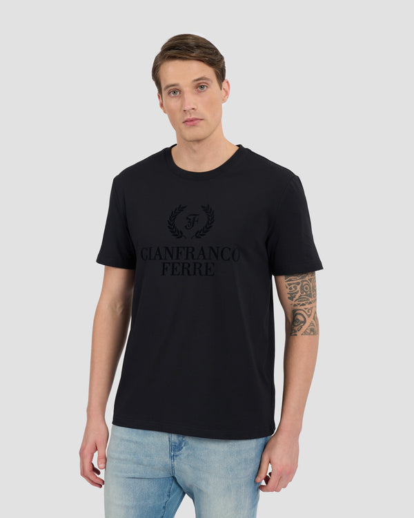gianfranco ferre Brand Flock Print T-Shirt Black