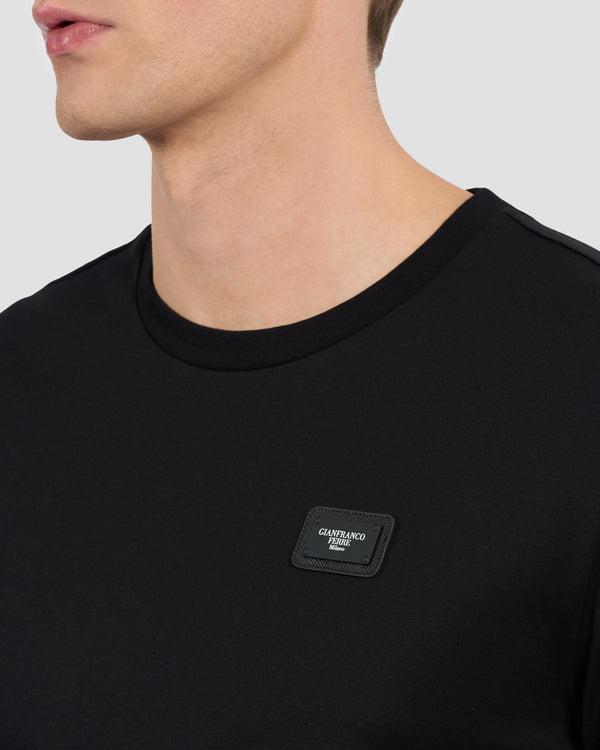 Gianfranco Ferre Brand Patched Chest T-Shirt Black