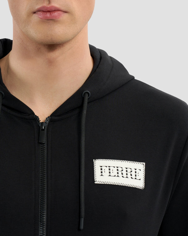 Gianfranco Ferre Brand Patched Hoodie Jacket Navy