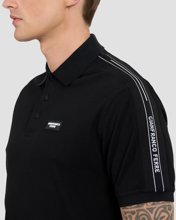 Gianfranco Ferre Brand Patched Polo Shirt Black