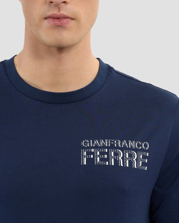 Gianfranco Ferre Brand Printed Chest T-Shirt Navy