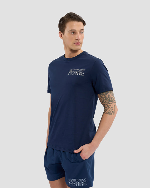 gianfranco ferre Brand Printed Chest T-Shirt Navy