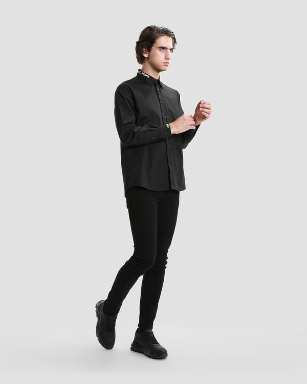 Gianfranco Ferre Brand Printed Collar Shirt Black