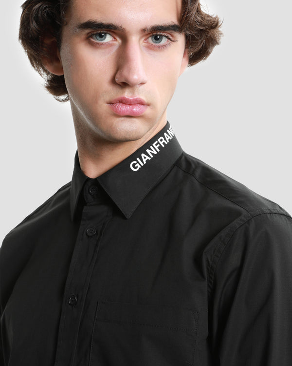 Gianfranco Ferre Brand Printed Collar Shirt Black